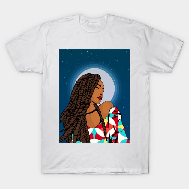 Black Beauty with Dreadlocks T-Shirt by Seiglan